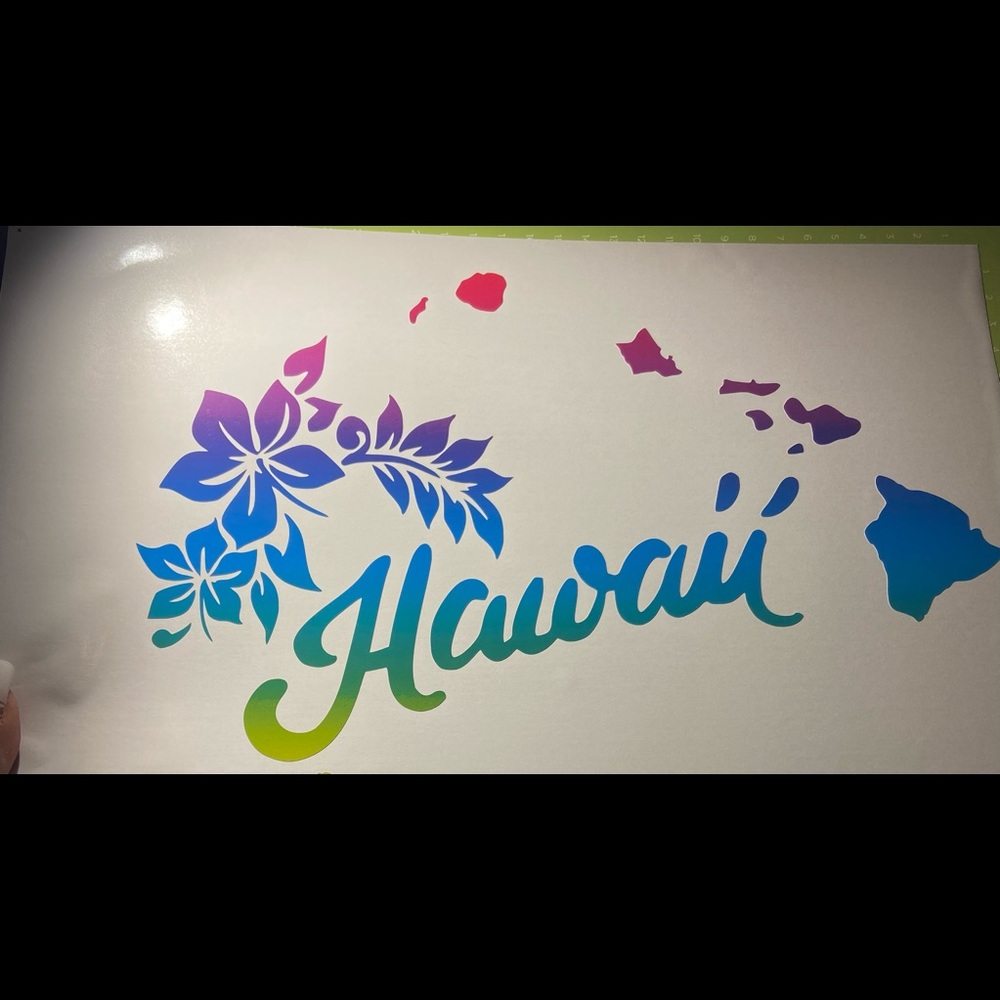 Hawaiian Islands with flowers vinyl decal large